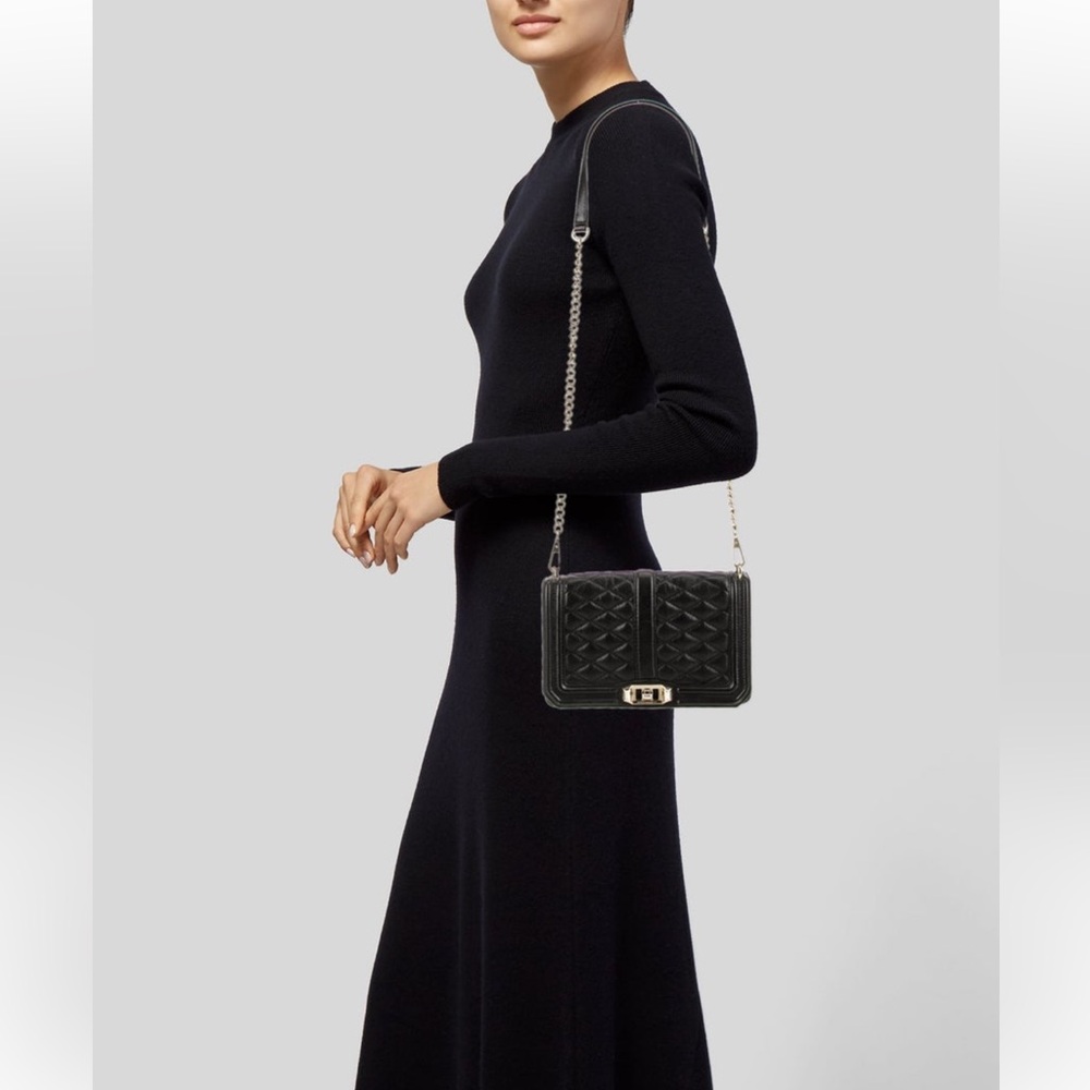 Rebecca Minkoff Love Quilted Black Leather shoulder bag gold tone hardware - Picture 2 of 5